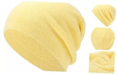 Double Layer Cashmere Yakwool Winter Slouchy Knit Beanie Stocking Hat Sc Yellow • $44.42