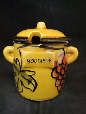 Vintage Mustard Pot With Lid Moutarde Gold Grape Pattern Two Handles  • $14.95