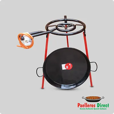 50cm Spanish Enamelled Steel Paella Pan & 40cm Gas Burner Kit / Set - Square Leg • £114.99