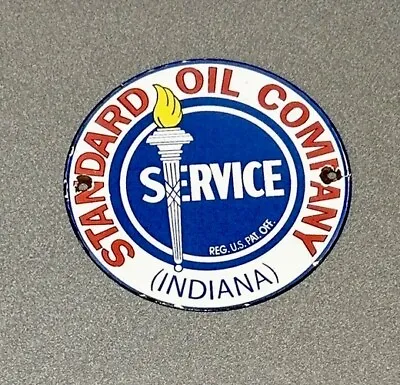 Vintage Standard Illinois Porcelain Sign Car Gas Oil Truck • $59.99