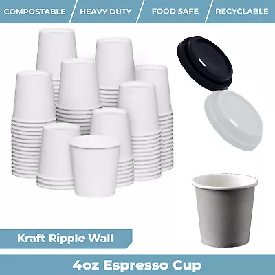 4oz White Paper Cups Disposable Sampling Espresso Shot Party Ice Cream Catering • £6.95