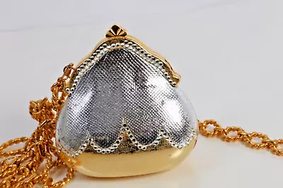 Vintage Gold Silver Metal Rhinestone Evening Chain Clutch Shoulder Bag • $49.99