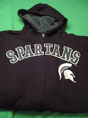 NEW MICHIGAN STATE SPARTANS MENS HOODIE HOODED ZIP SWEATSHIRT JACKET BLACK 2x • $24.29