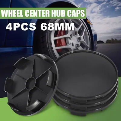 4x 68mm Car Wheel Center Caps Central Hub Blank Centre Hubcaps Universal Black • $17.59