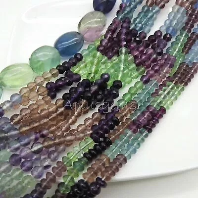 Beautiful Rainbow Fluorite Various Design Shape Beads 16in. Long Strand.  • $19.50