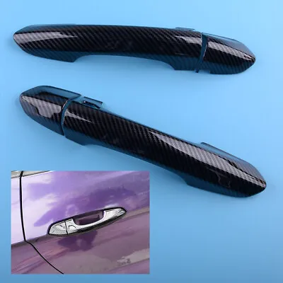 2 Carbon Fiber Style Outer Door Handle Cover Trim Fit For Ford Mustang 2015-2020 • $34.69