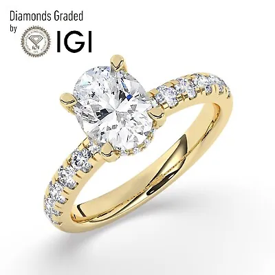 Oval Solitaire 14K Yellow Gold Engagement Ring2.00 Ct Lab-grown IGI Certified • $2192.60