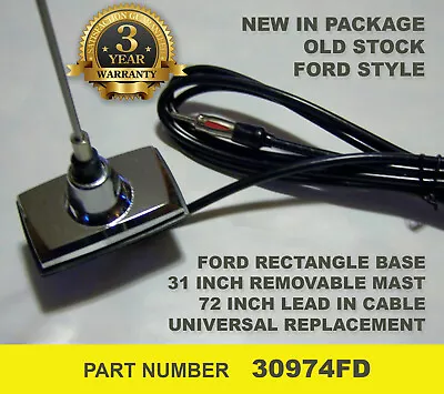 $39.80 • Buy Radio Antenna Ford Mercury Vintage Style Rectangle Base Am/fm Replacement New 