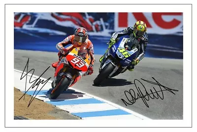 Marc Marquez & Valentino Rossi Signed Autograph Photo Print Moto Gp • £3.49