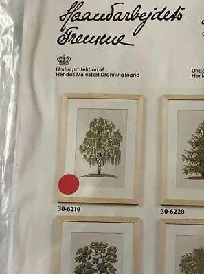 Birch Tree 1980s Haandarbejdets Fremme Mini Cross Stitch Kit 3.5x4.5”  Denmark • $18