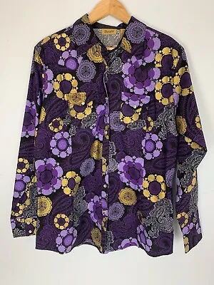 Wrangler Top Shirt Womans M Snap Button Purple Rodeo Cowgirl Horses L/G/G • $34