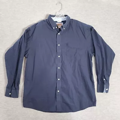 Ariat Men Button Up Shirt XL Blue Wrinkle Free Pocket Long Sleeve Collar Logo • $19.96