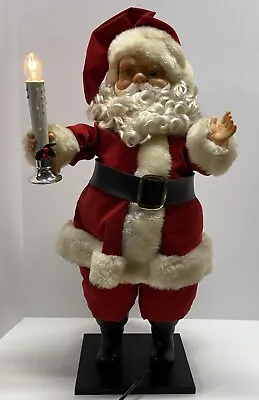 Vintage Animated Santa Claus Motionette Holding Candle Cute Face Blue Eyes 24” • $75