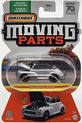 Matchbox 2022 Moving Parts Series Silver 1956 Morris Minor Opening Hood! • $12.49