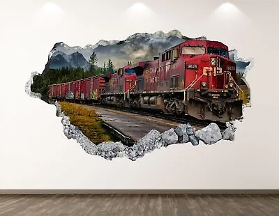 £4.99 • Buy Old Train Wall Decal - Locomotive 3D Smashed Wall Art Sticker Kids Decor Vinyl