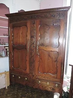 SALE Gorgeous Antique Mid 1800's French Relief Carved Oak Armoire • $4999