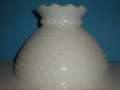 8  Vtg Milk Glass Hobnail Dome Student Lamp Shade Ruffle Top • $35.25