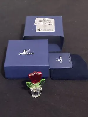 $99.99 • Buy Swarovski Crystal 2004,  Happy Flowers , Single Red Tulip In Pot Figurine, Logo