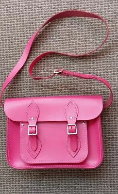 NEW Perfect Fushia Hot Pink Leather Cambridge Style Satchel Shoulder Crossbody • £29.99