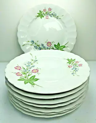 $92.98 • Buy Eschenbach China Pink Blue Flower Salad Plates SET 8   ESC61 Germany 7 1/2 Dia