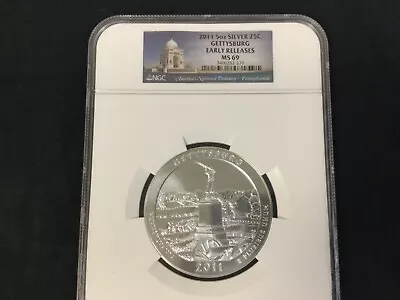 2011-P 25C ATB Gettysburg NP5 Oz .999 *SILVER*  - NGC MS 69!!! Early Release! • $194.95