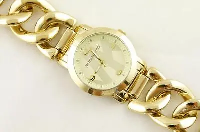 New-michael Kors Runway Twist Gold Tone Chain Round Gold Dial Watch Mk3161+box • $182.49