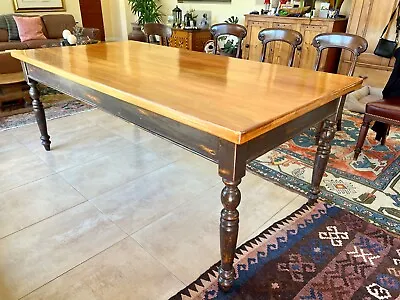 $450 • Buy Country Farmhouse 2 Tone Solid Pine Dining Table Seats 8