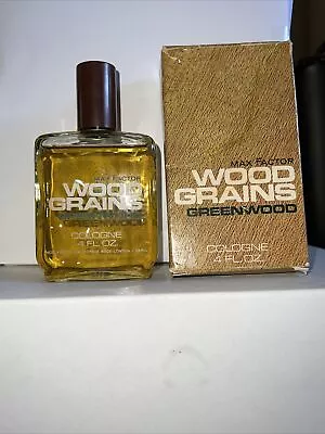 Vintage Max Factor Wood Grains GREENWOOD Cologne 4oz Splash Box Included • $25.26