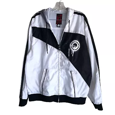 Metal Mulisha Men's Windbreaker Jacket Size L Hooded Mesh Lined Full Zip Vented • $89.72