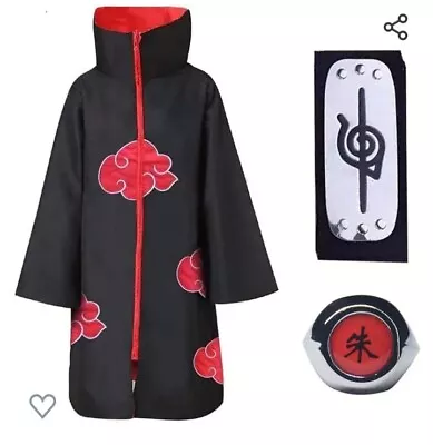 Anime Cosplay Naruto Cloak Ring Belt & Hat Size M Dress Up • £15