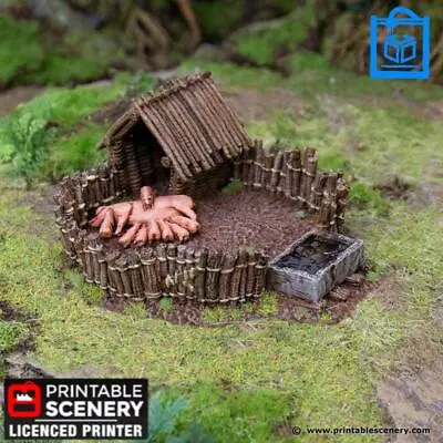 The Pig Pen Tabletop Gaming Scatter Terrain 3D Print 10/15/20/28/32/54MM • £10.34