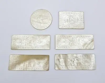6x CHINESE ENGRAVED MOTHER OF PEARL GAMING COUNTERS / TOKENS 19th Century • $69.48