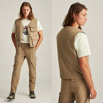 Fielder Bonobos Utility Cargo Vest Khaki Men’s Large Snap Pockets Zipper • $25