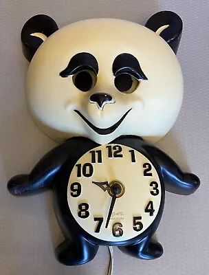 50s Vintage Kitsch Panda Rolling Moving Eye Spartus Electric Wall Clock WORKS • $98