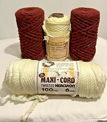 Lot Of 4: MAXI-CORD HIGH GLOSS Edu Craft Cream Beige Red Maroon TWISTED YARN 6mm • $17