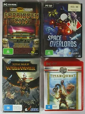 4 Pc Games Space Overlords Titan Quest Forbidden City Warhammer Total War • $34.95