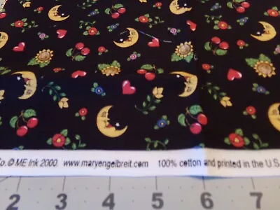 27  X 44  Mary Engelbreit  Small Half Moon Plus/black Vintage 2000 Cotton  #6293 • $12.89