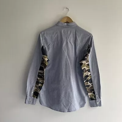 Carhartt WIP Raymond Button Up Shirt Duck Camo Sleeve Blue Size M • £25