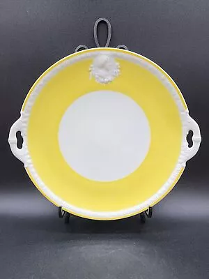 Musterschutz No. 4716 Yellow Cameo Cake Plate 11 1/4” Union T Czechoslovakia • $65.99