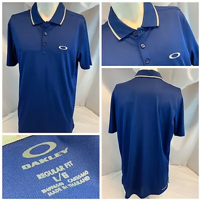 Oakley Golf Polo Shirt L Men R Fit Blue Poly New YGI C0-868 • $24.99