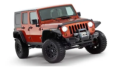 Bushwacker 10918-07 Flat Style 4 PC Fender Flares Fits 07-18 Wrangler (JK) • $1003.61