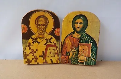 £12 • Buy Vintage Carved Wooden Religious Icon Folding Christian Catholic 