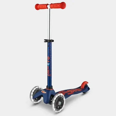 Navy Mini Micro Deluxe Scooter With LED Light-Up Wheels Age 2-5 MMD118 • £84.95