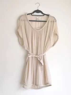 Diane Von Furstenberg DVF Nude Sol Beaded Silk Goddess Dress Size 2 • $175