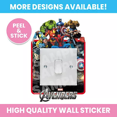 Avengers Light Switch Surround Wall Sticker Decal Kids Girl Boy Bedroom • £1.99