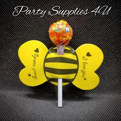 10pk Bumble Bee Lollipop Stick Holder Party Bags/favour/Yellow/Candy/Gift/Insect • £2.89