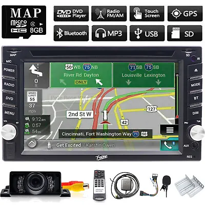 $154.99 • Buy 6.2 Inch Double 2Din Car Stereo GPS Navigation System TV DVD Player 8GB MAP MP4