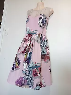 City Chic Size Small 16 Dress Pink Floral Cocktail Formal Fit And Flare • $20
