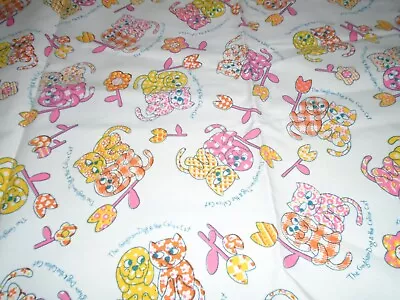 $20 • Buy Vintage Gingham Dog & Calico Cat Fabric, 44  X 148  +/-