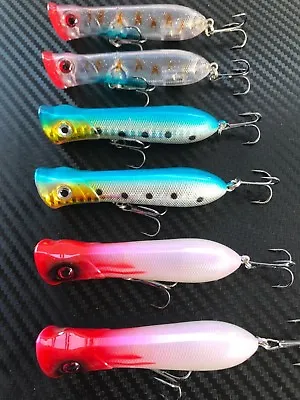 $13.95 • Buy 6 Fishing Lures 80mm Poppers Popper Pencil Stick Bait Topwater Surface Lure Bass